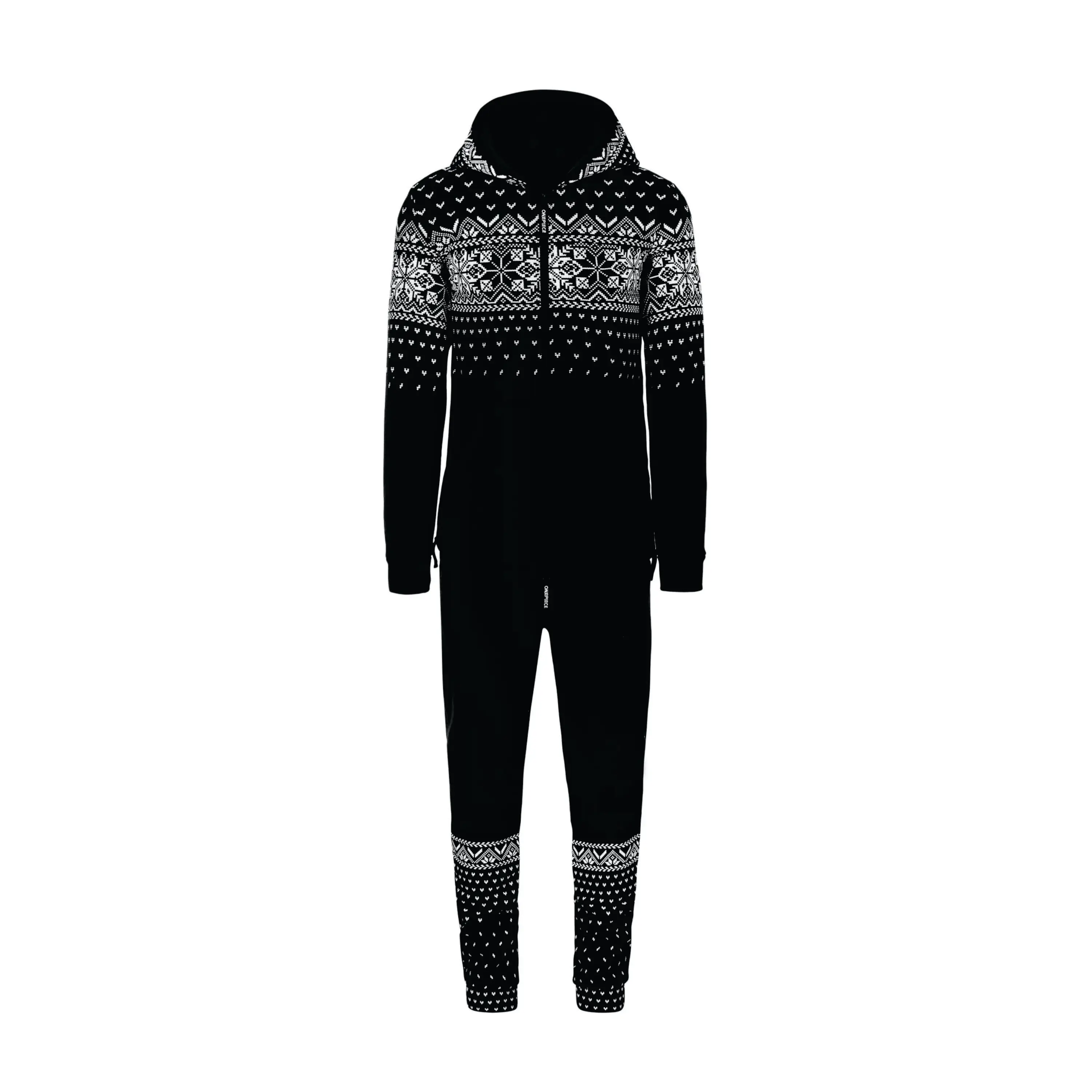 Print Detail and Embroidered Logo 50% Polyester 50% Cotton Side Pockets with Zipper Closure Unisex Black Alpine Jumpsuit