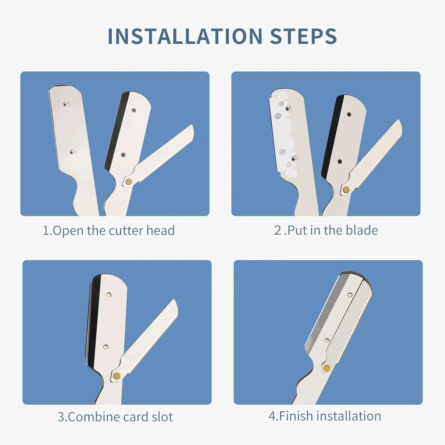 Barber Straight Razor Professional Cut throat Premium Quality Plastic Handle Shaving Razor 10 Double Edge Blades Kit