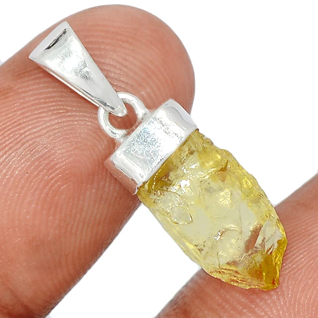 Wholesale 100% Natural Lemon Topaz Semi-Precious Gemstone Fine Pendants Charms Elegant Lemon-Colored Jewelry Necklace Beautiful