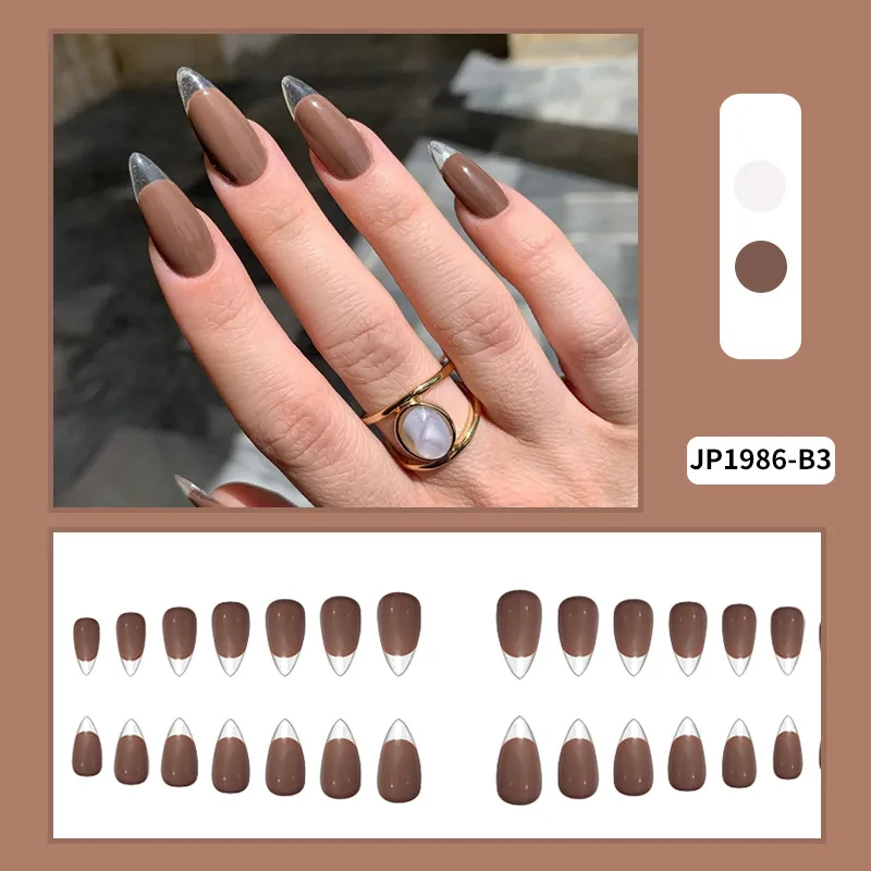 stiletto private label press on nails glue on fake nails set short rhinestones luxury artificial nails