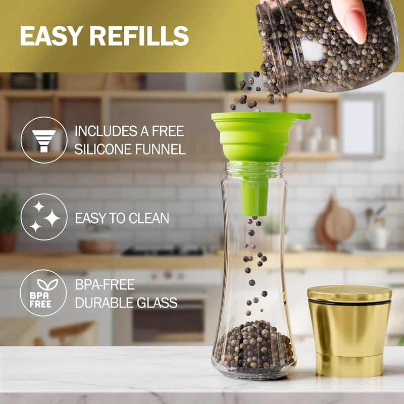 2024 New Gold manual spice salt and pepper shakers wholesale refillable spice salt pepper grinder set salt and pepper mill