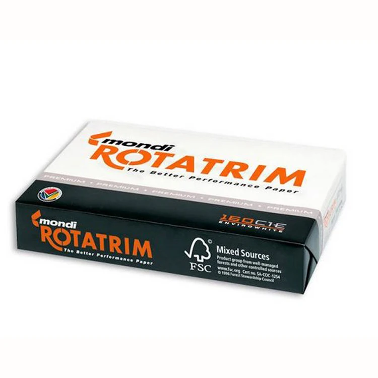 Manufacturers OEM 70GSM 75GSM 80GSM 100% Pulp A4 Mondi Rotatrim copy Paper 500 Sheets/Ream - 5 Reams/Box A4 Copy Paper