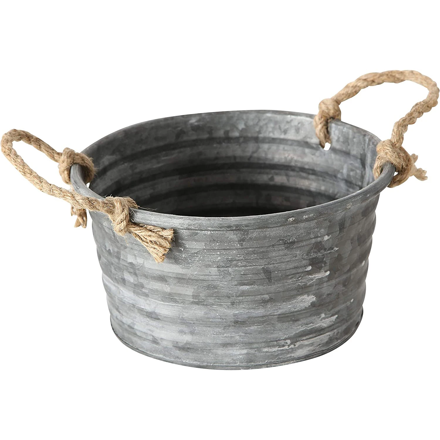 Set of 4 galvanized buckets and garden planters with rope handles Customized modern garden accessories