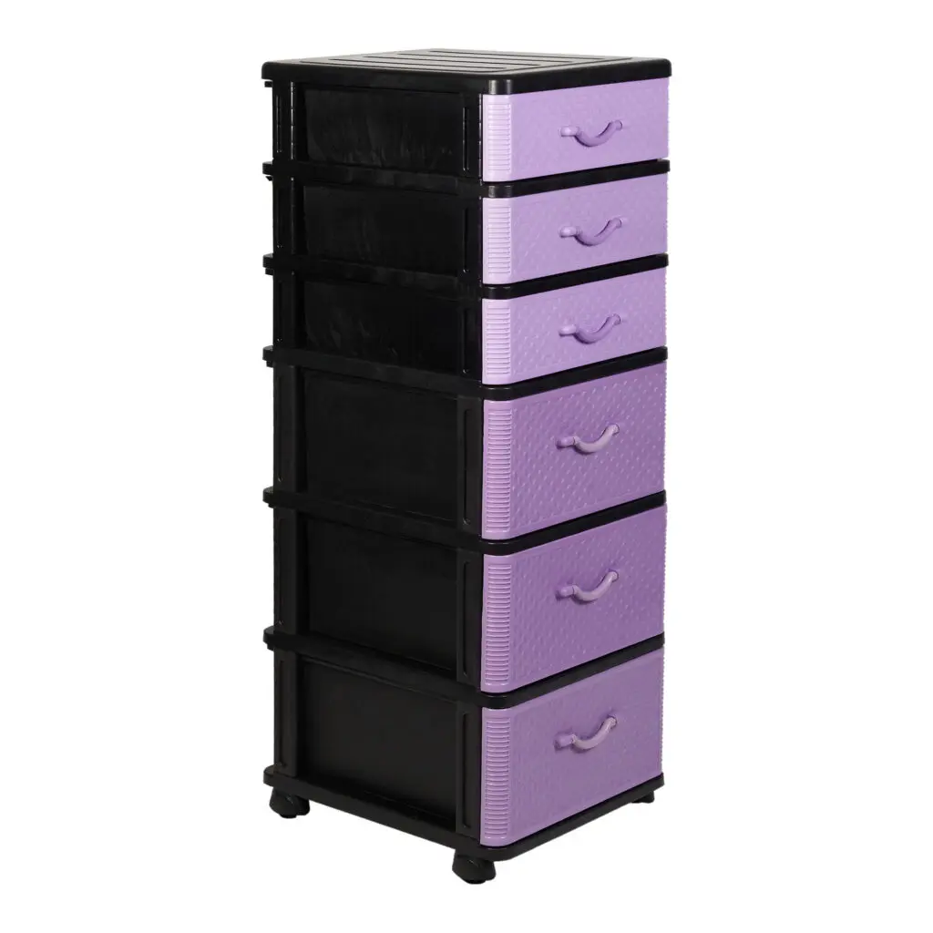 Multipurpose Space Saving Large Capacity Home Organization Colorful Plastic 6 Tiers Trendy Drawer Storage Cabinet Organizer