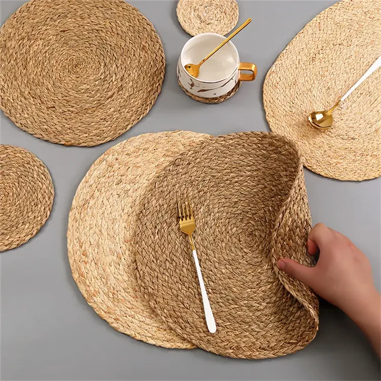 Wicker Wholesale Sets Straw Placemats Water Hyacinth Seagrass Coasters Handmade Products Wedding Table Decoration & Accessories