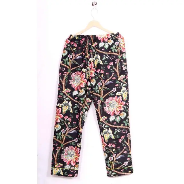 Beautiful Black Pajama Set, Summer Wear Dress, Floral Print Dress, Nightwear Pj Set, Block Print Dress, wholesale pajamas