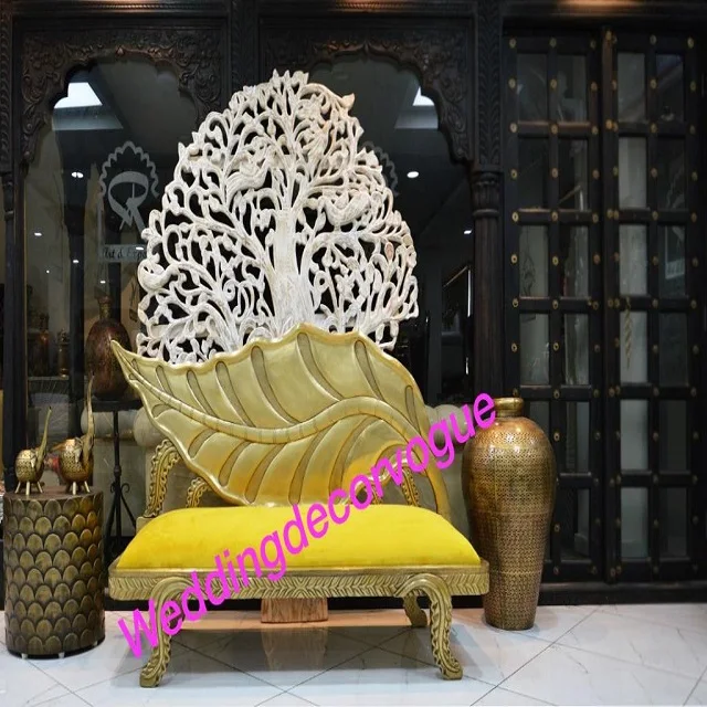 Rental Wedding Party European Modern Style High Back Gold Wedding Royal King And Queen Chairs Throne