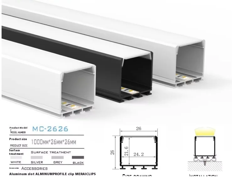 Wholesale 30x10 LED Linear Light Surface-Mounted Concealed U-Shaped Aluminum Groove Square Anodized Wire-Shaped Aluminum