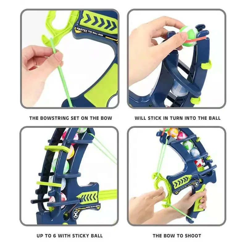 New Design Indoor Outdoor Sport Game Bow Arrow Set Plastic Target Shooting Ball Game Toy