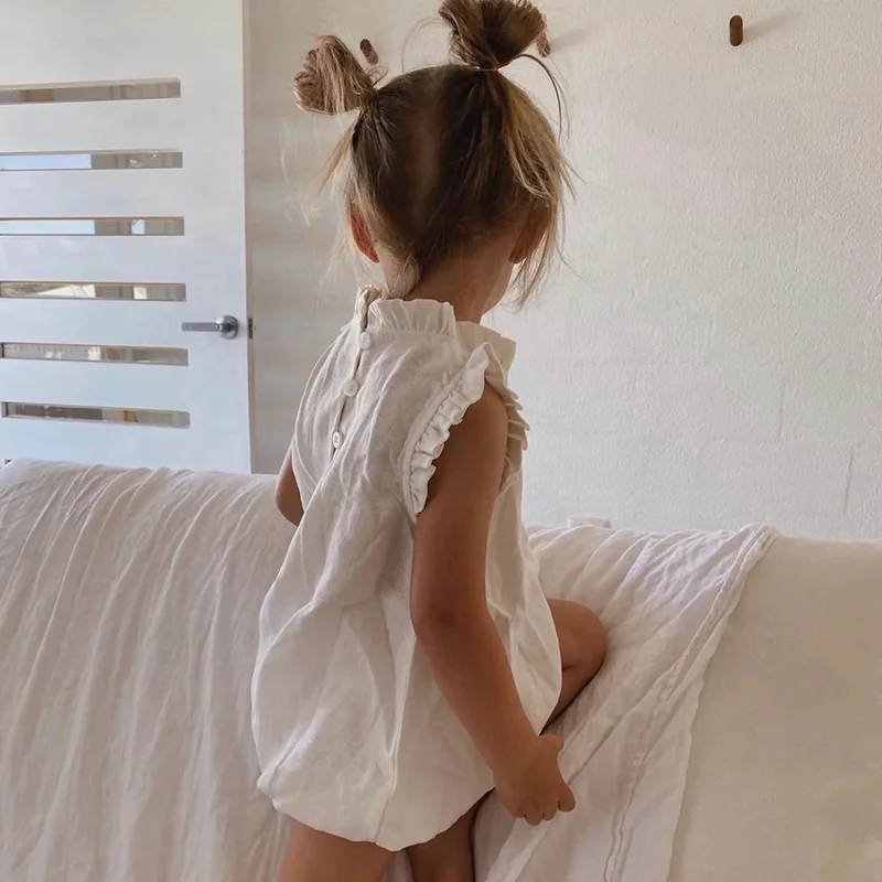 New Designs Popular Newborn Babies Clothes 0-6 Girls Linen Clothes Baby Rompers