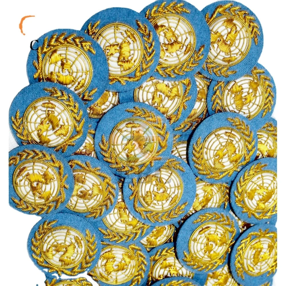 OEM Flying Eagle Gold Crown Bullion Hand Embroidery Hat Badge Patch Crest Emblem Insignia Personalized Custom Design and Sizes