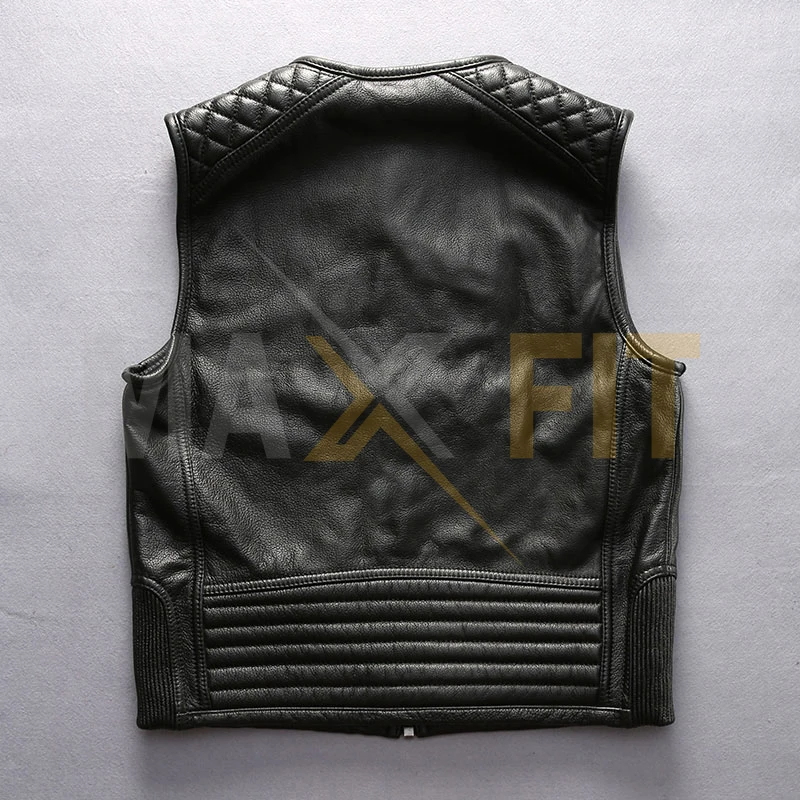 High Quality Motorcycle Men Leather Jacket Fashion Type Genuine Leather Vest Classic Style MAXFIT ENTERPRISES