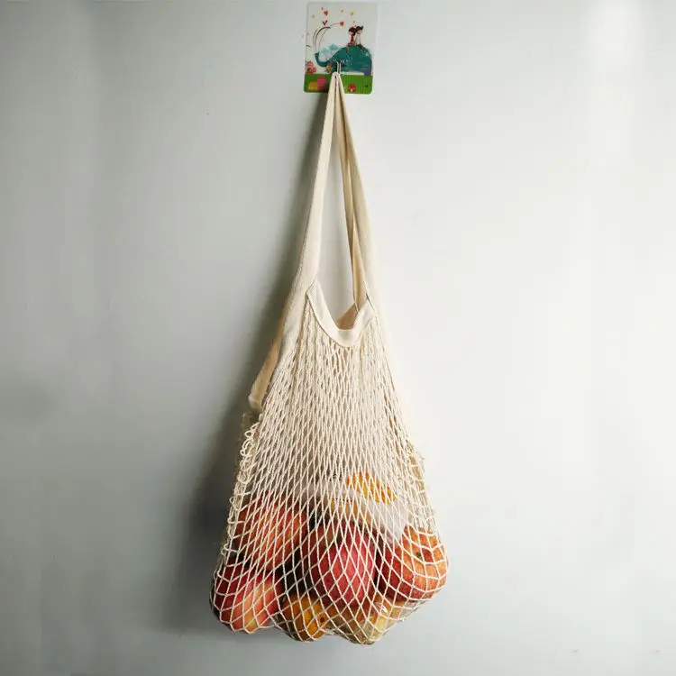 Оптовая продажа многоразовая Сетчатая Сумка с ручками Экологически чистая хлопковая для хранения покупок