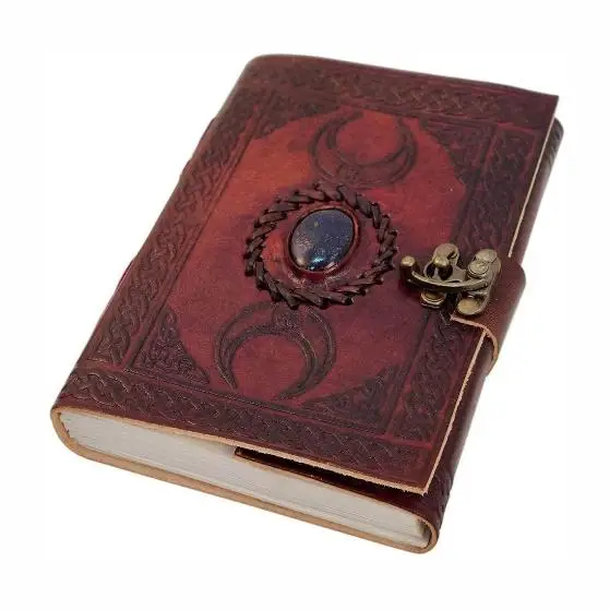 Blue Lapis three  Moon Embossed Vintage Leather Journal Celtic One latches Journal Notebook Diary sketch book for gifting him