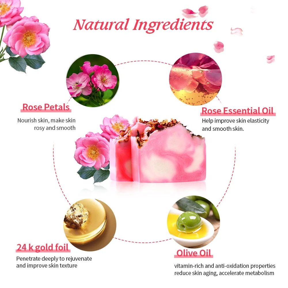 Private label Skin Brightening Moisturizing Natural Organic Handmade Cold Press Mini Yoni Rose Petal Soap