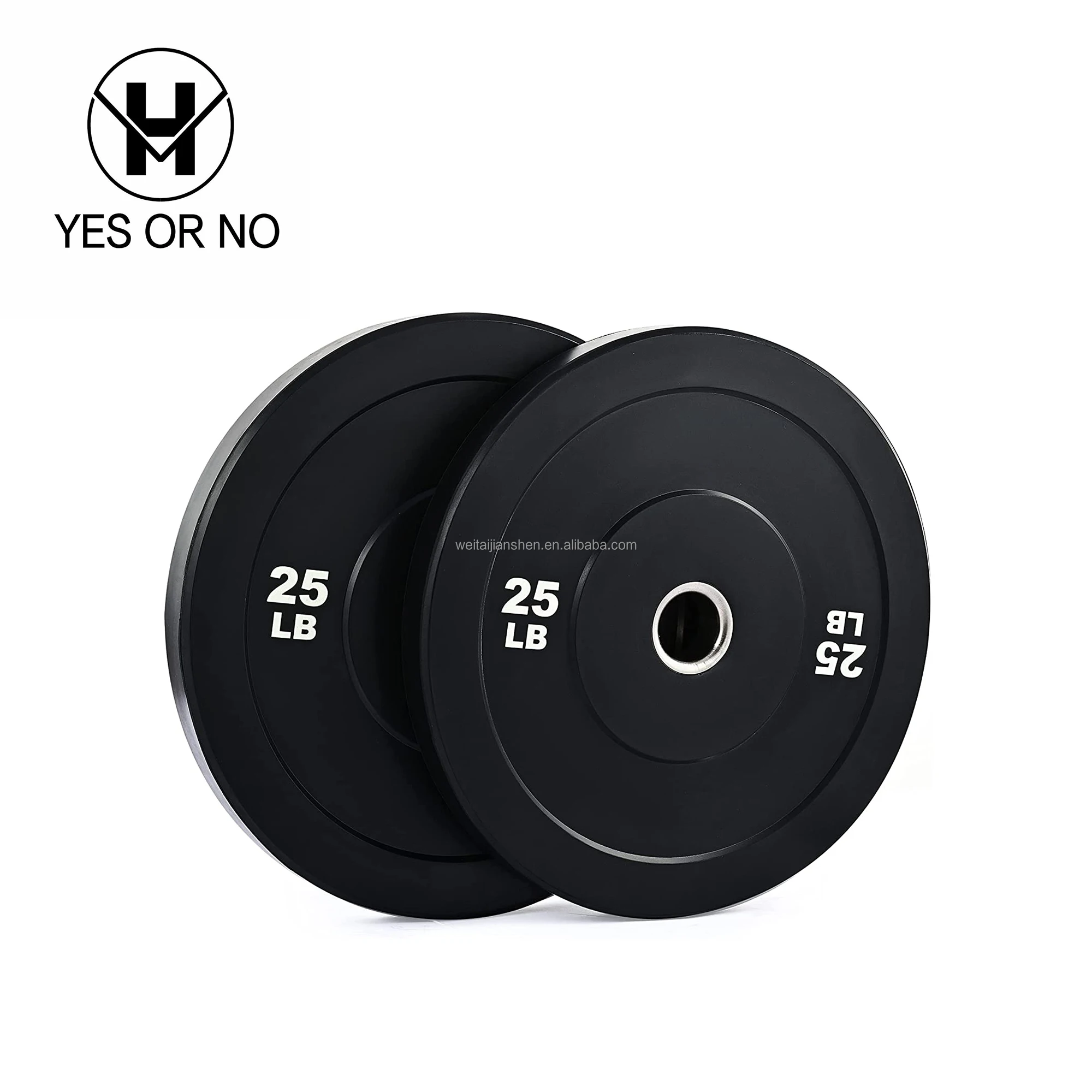 YES OR NO Factory Price Gym Weight Plate Custom Logo 10kg 15kg 20kg 25kg Rubber Buffer Plate