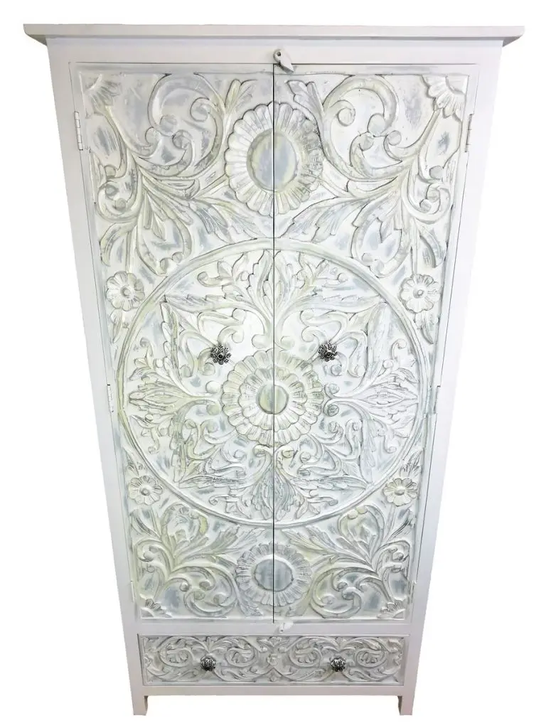 Kusum Art Best Quality Solid White Wooden Furniture Customized Carving Cabinet for Living Room Hall Laundry Best Home Furniture
