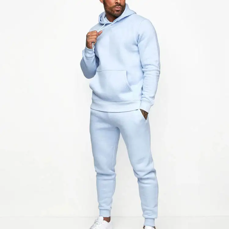 Stacked Sweatsuit Men Hoodie Jogger Set Winter Thick Plain Custom Tech Fleece Tracksuit