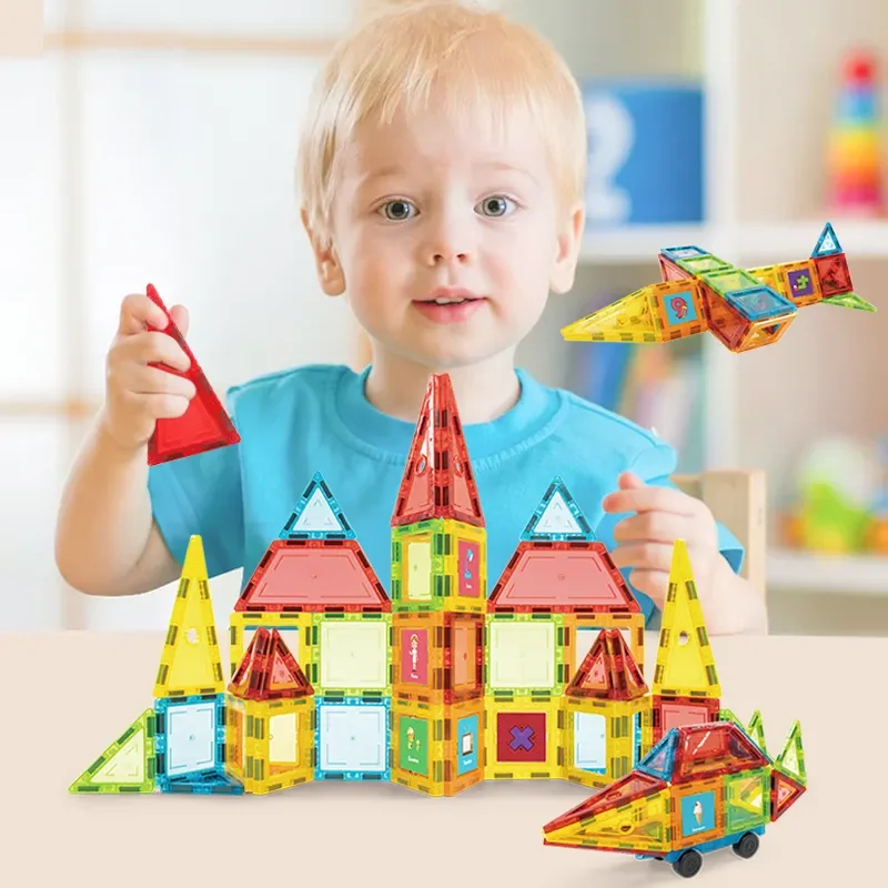 2024 Double Layer Strong Magnetic Tiles for Kids Aged 3+ Children Early Educational Toys Magnetic Building Block Sets