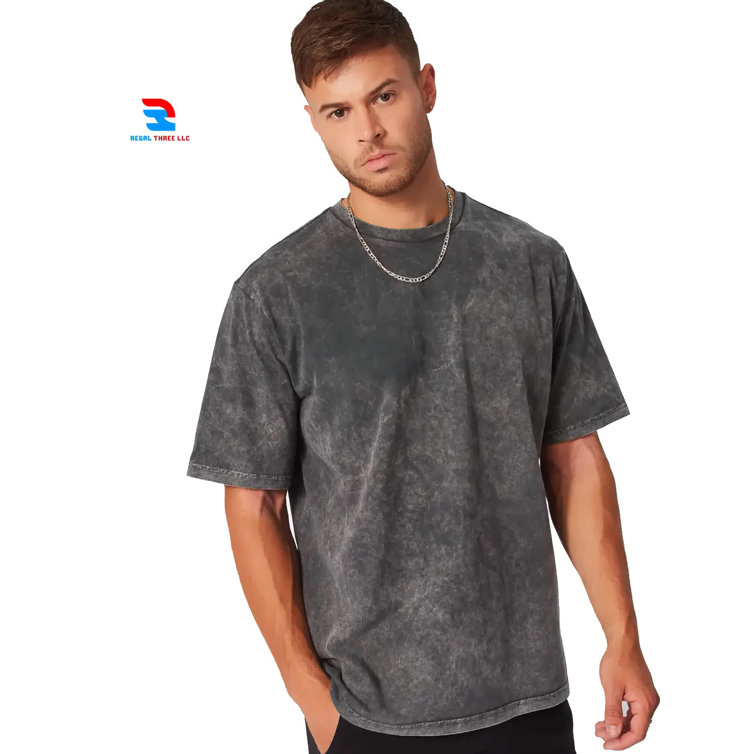 High Quality 230gsm Acid Washed T Shirts Oversize Jogging Wear Running Acid Wash Shirts Crew Neck Short Sleeve Stone Wash TShirt
