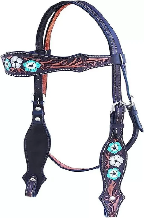 Leather Breast Collar Western Set Tack Headstall Horse Tooling And Carving