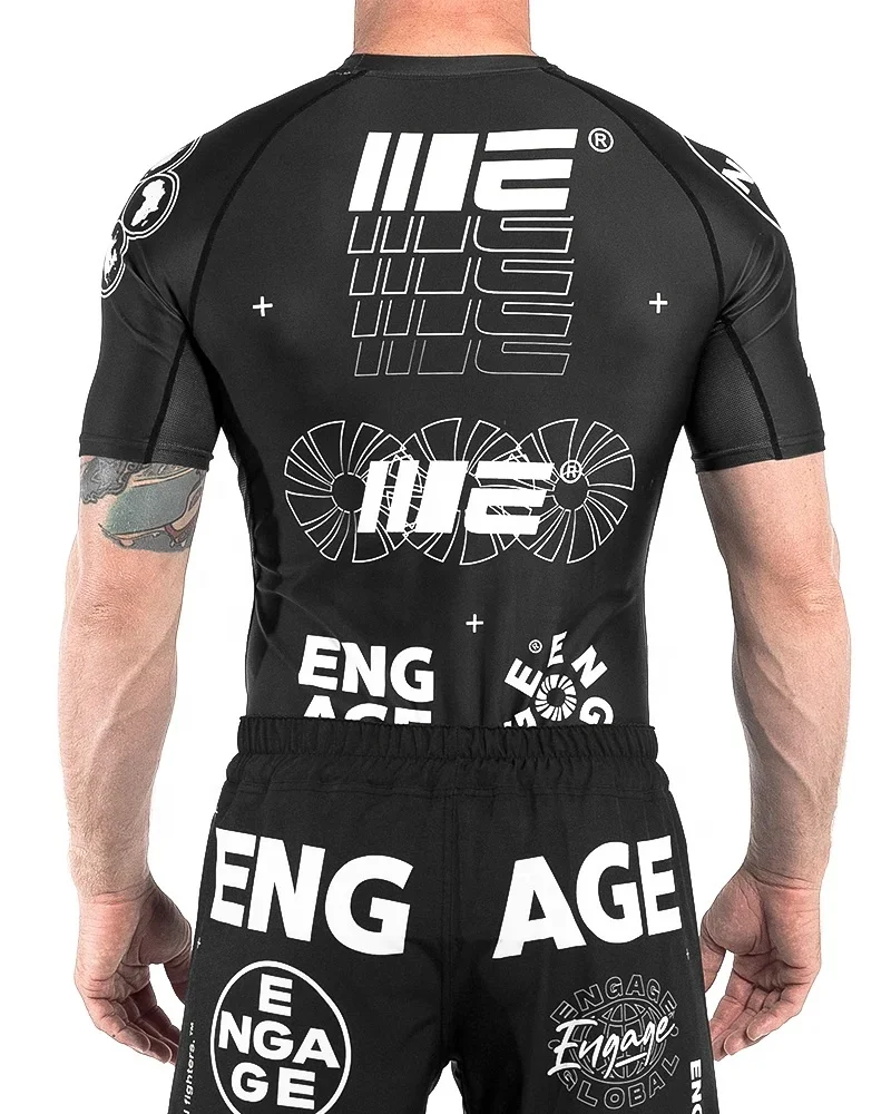 Пользовательский принт сублимационный rashguard mma rushguard bjj OEM для мужчин короткий рукав