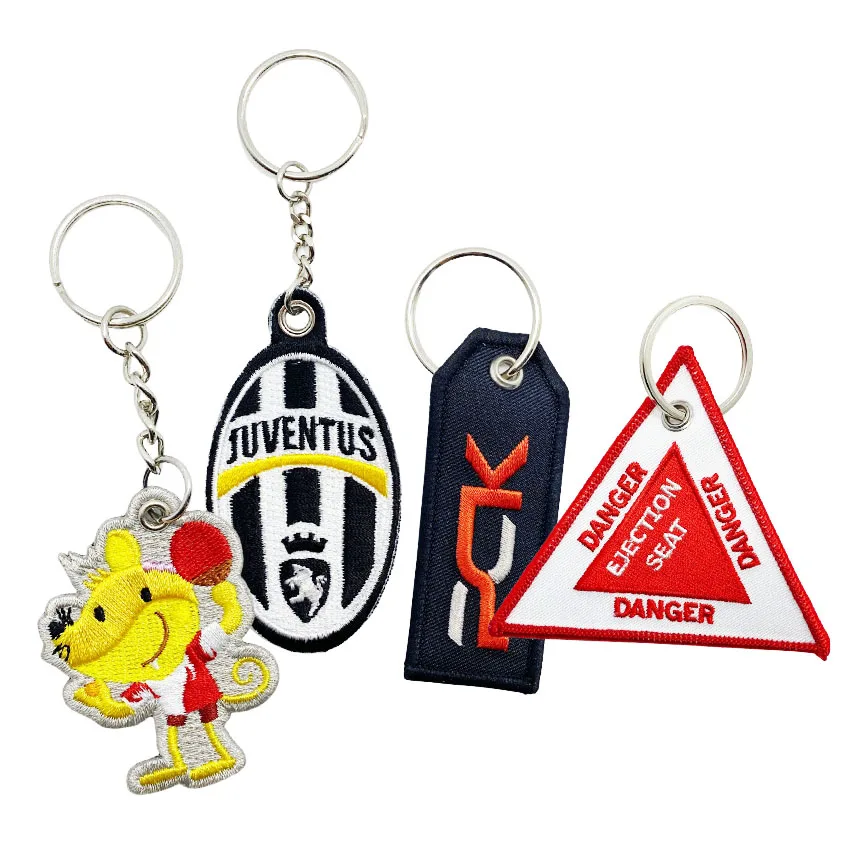 Embroidery keychain custom jet tag anime sport keychain bulk