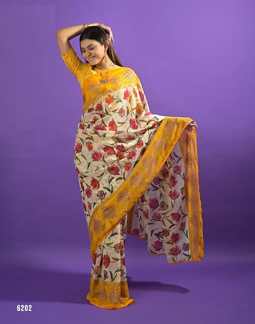 Premium Quality Latest Design Women Digital Printed Georgette Saree With Heavy Printed Work Comfortable Fabric Saree from India