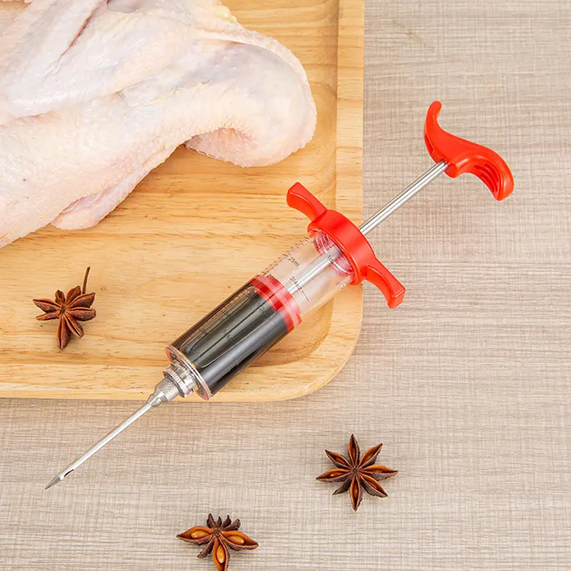 Sale Turkey Brush Brine Saline BBQ Stainless Steel Kit Plastic Marinade Meat Injector Syringe