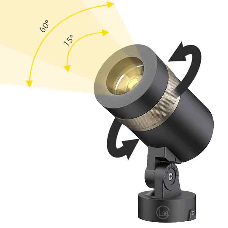 Hot sale Outdoor Landscape Lighting Aluminum Dimmable COB Spotlight LED Zoomable Garden Spot Spike Light