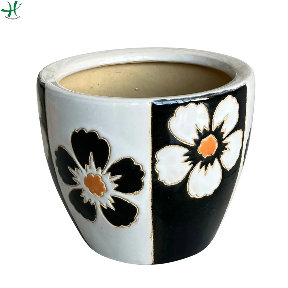 Ceramic Planter Pot Galvanized Natural Material Indoor Garden Decoration Nursery Kit Green Plant Floor Design Garden Suppliers