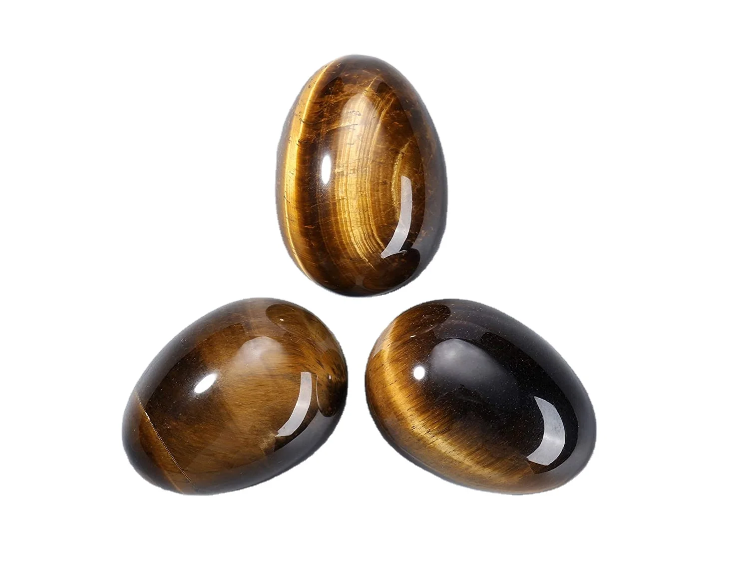 Tiger Eye Egg Sphere Sculpture Reiki Healing Crystal Gemstone Ball Divination Figurine with Acrylic Stand for Home Decoration