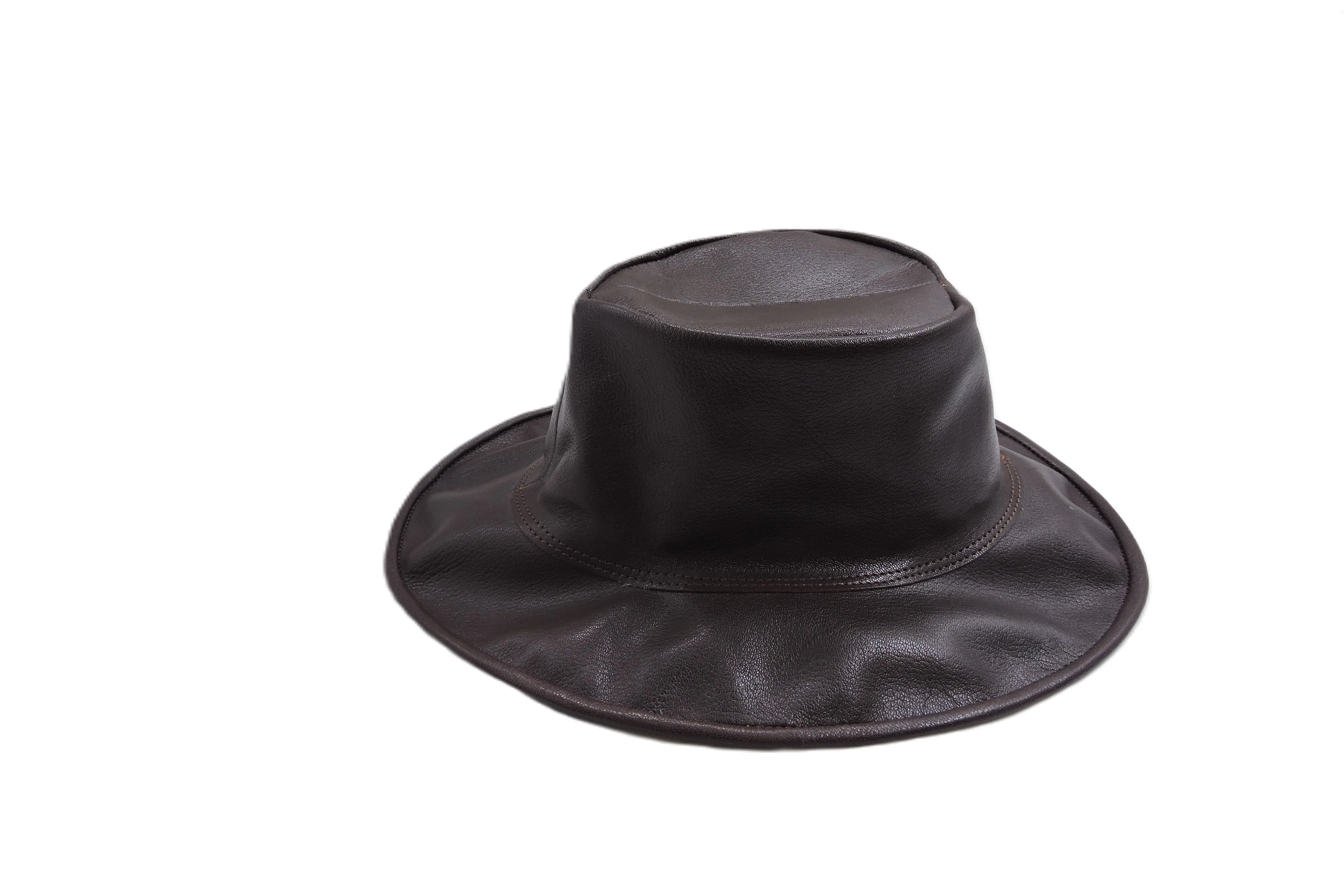 Handmade Vintage Dark Brown Cow Boy Leather Hat Stylish Western Rancher Genuine Personalized Customizable Rodeo Hat Strap