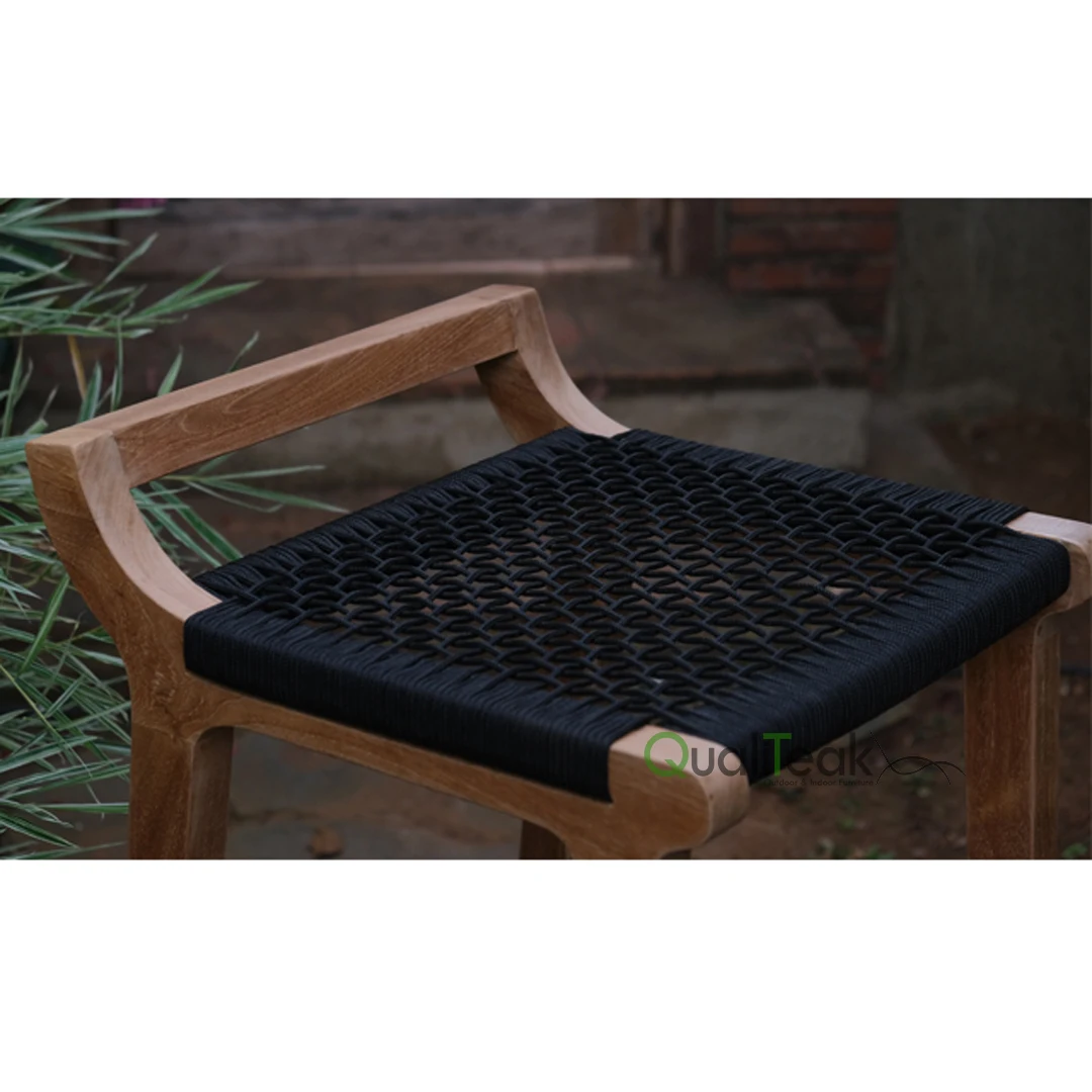 Sidi Teak Bar Stool With Rope Weaving For Outdoor Restaurant And Hotel