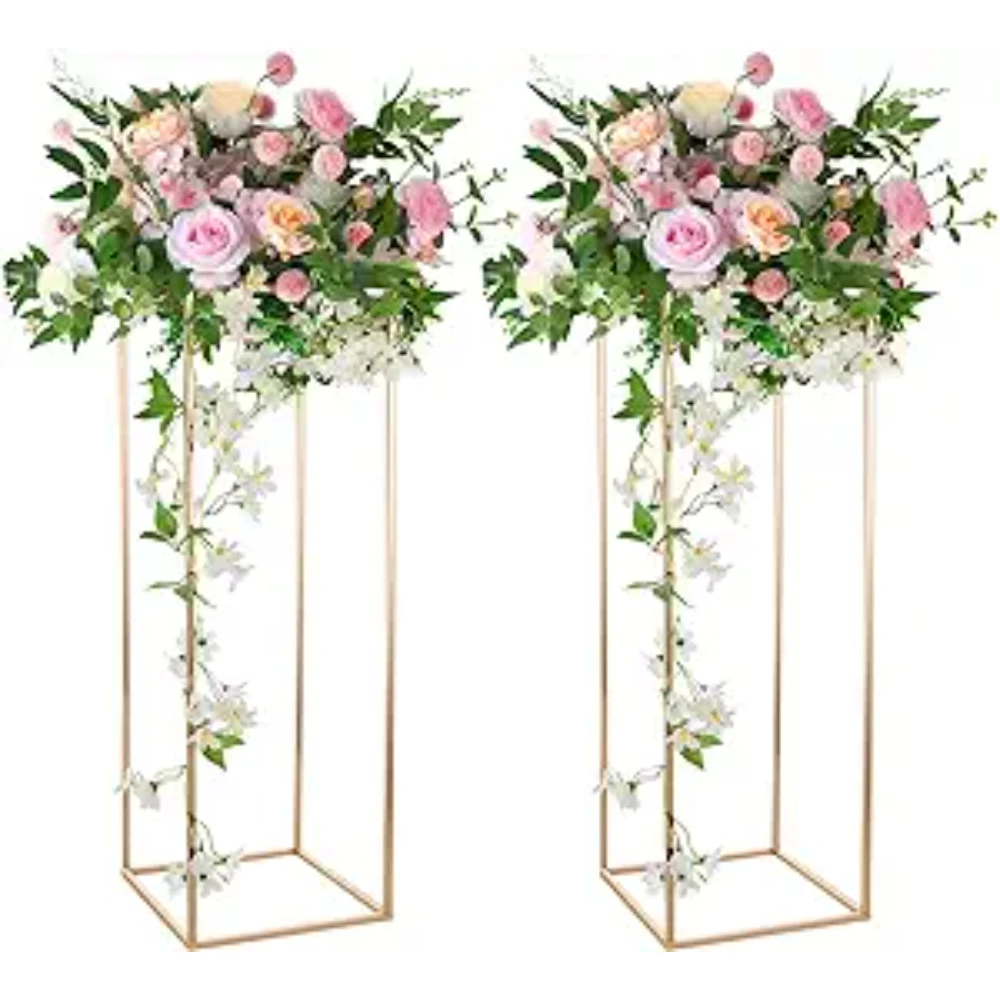 Factory Direct Customized Metal Tall Gold Wedding Centerpieces Metal Flower Stand Set Of 2 Tabletop High Quality Adorable Stand