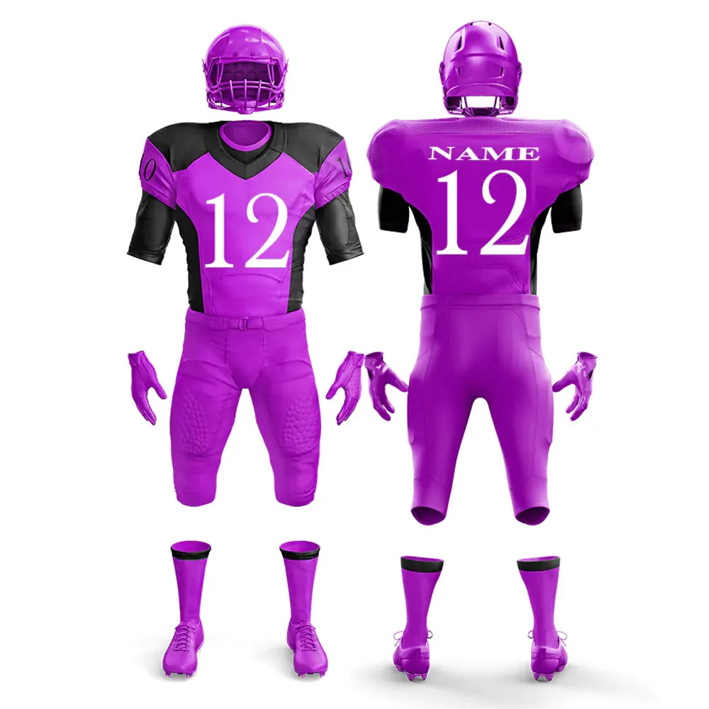 OEM Custom Adult Plain Fabric Material Bulk American Football Player Jerseys Uniforms And Shorts Team Uniform