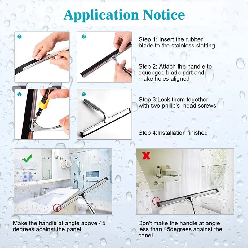 Hot Selling Stainless Steel Bathroom Glass Cleaning Squeegee Durable Water Window Washer Squeegees with CE