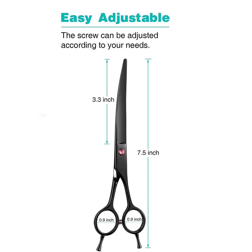 Titanium Coated Hair Scissors Curved Blade Pet Grooming Scissors Stainless Steel Trimming And Cutting Scissors.