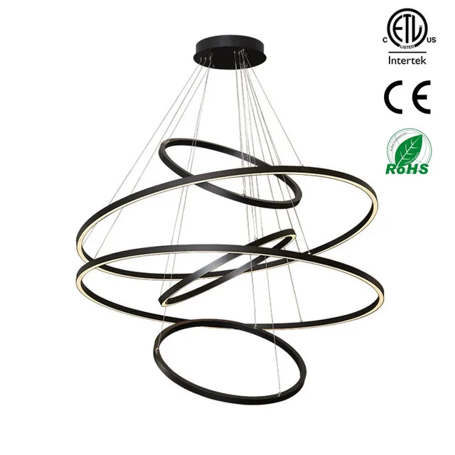 ETL America Round Ring Light 23 Inch Chandelier LED Acrylic Chandelier Circle Pendant Lamp 3 Ring Hanging Light Europe Modern