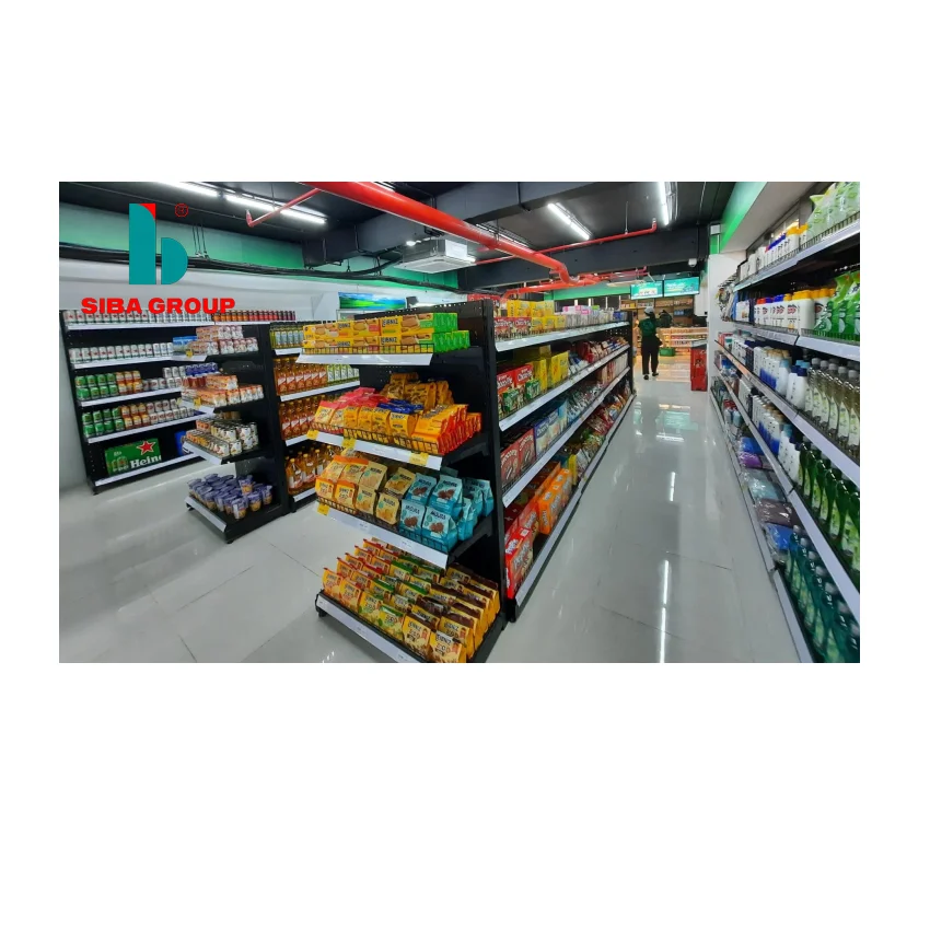 Supermarket Shelves Single-sided Wholesale 4 Layers OEM Service Grocery Store Metal Steel Shelf Heavy Duty Shelving Display Rack