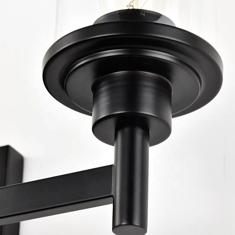 Modern 3-Light Fixture Wall Mounted Matte Black Lighted Mirror Vanity Lights For Bathroom