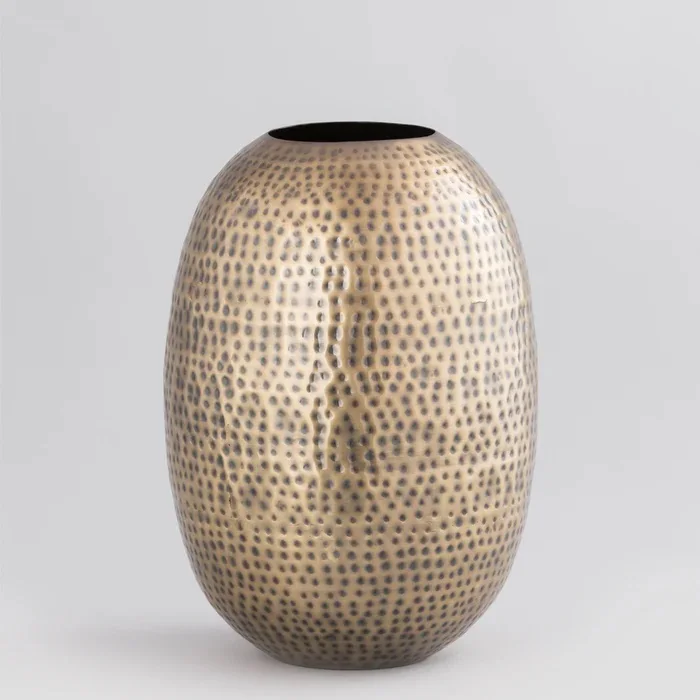 Flare Tumbler Vase in Hammered Antique Gold Finish