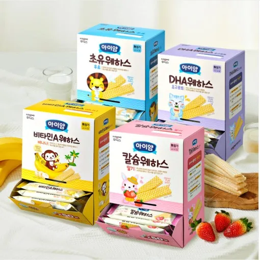 Ildong Ayam Wehaas Wafer biscuit Large Capacity Pack Collection (Choyu/Banana/DHA/Calcium) 4 flavors snacks baby food