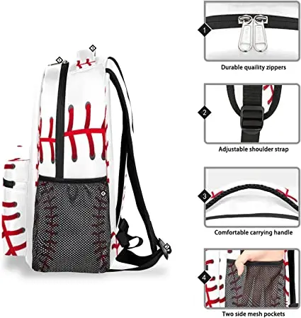 Baseball Sport Backpack School Bookbag for Kids Boys Girl, Softball Backpacks Book Bag Travel Hiking Camping Daypack