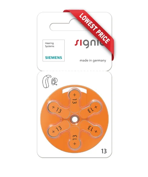 Signia A13 Высококачественная цифровая батарея для слуховых аппаратов без ртути цинк воздух 4 размера доступный BTE