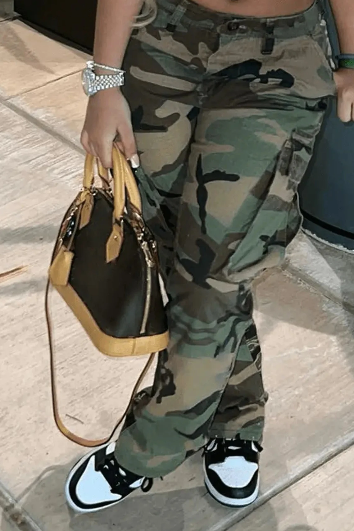 wholesale autumn 2023 women fashion flared camo cargo pants women