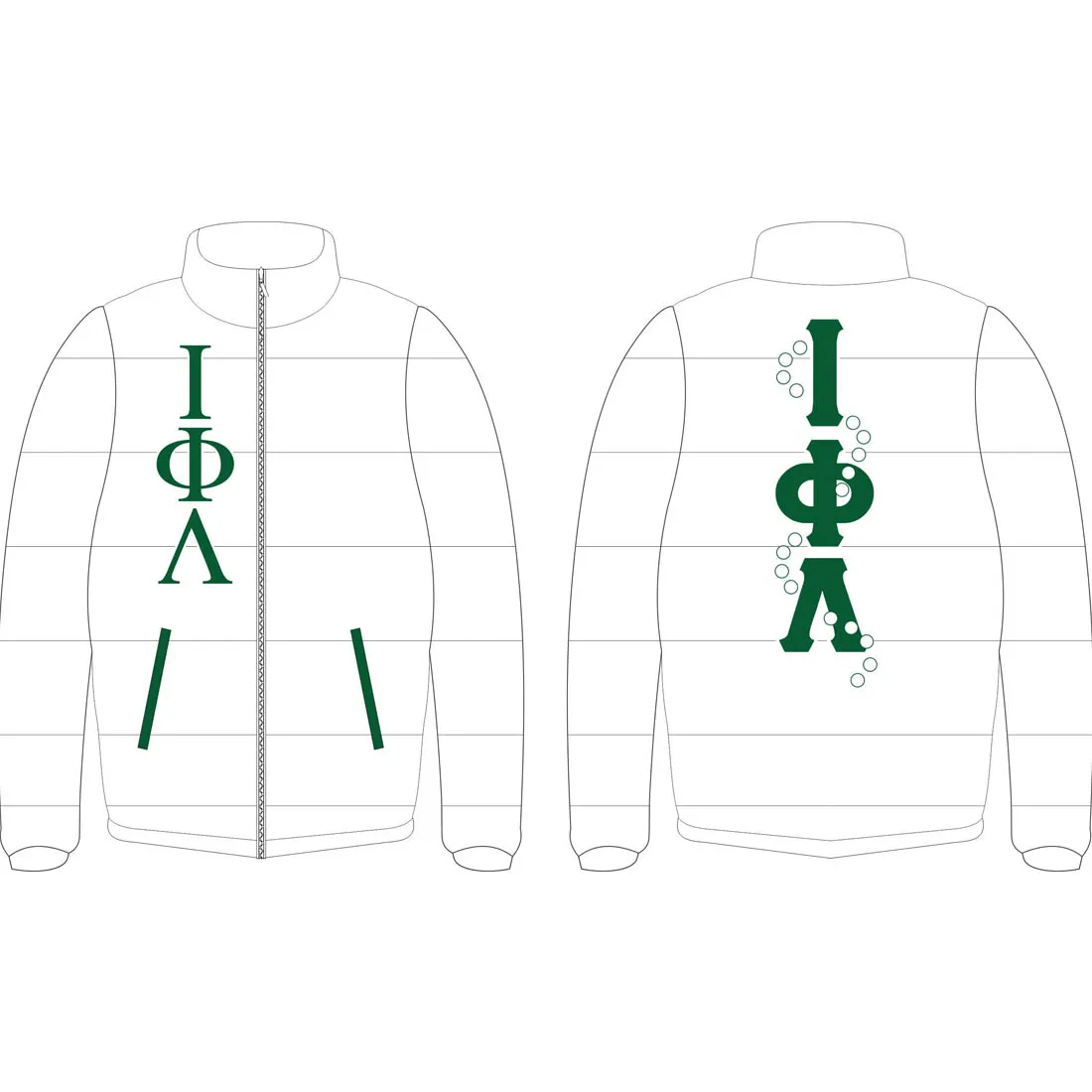 Iota Phi Lambda Embroidery Puffer Jacket Men High Quality Winter Outdoor Windproof Warm Puffer Jacket For Men
