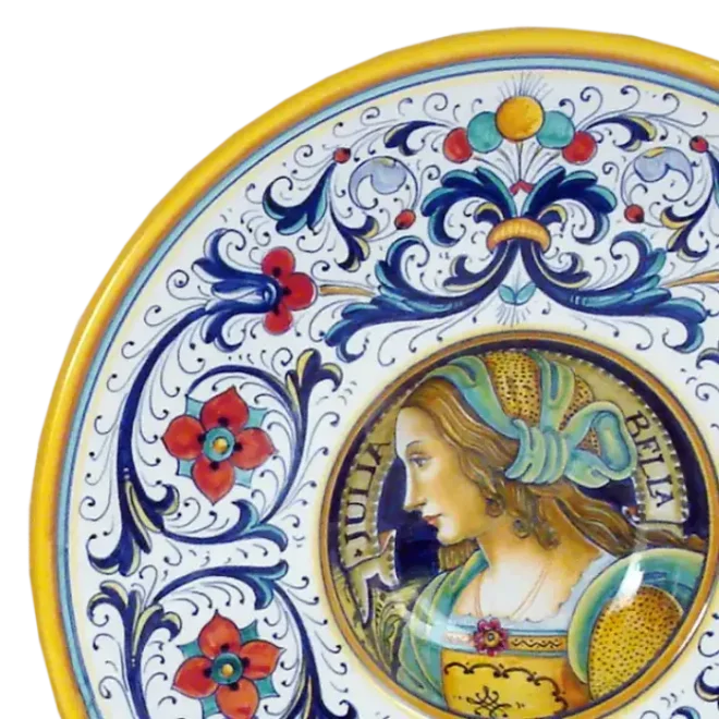 Top italian quality Handmade wall pottery plate woman portrait Renaissance ceramic serving plate
