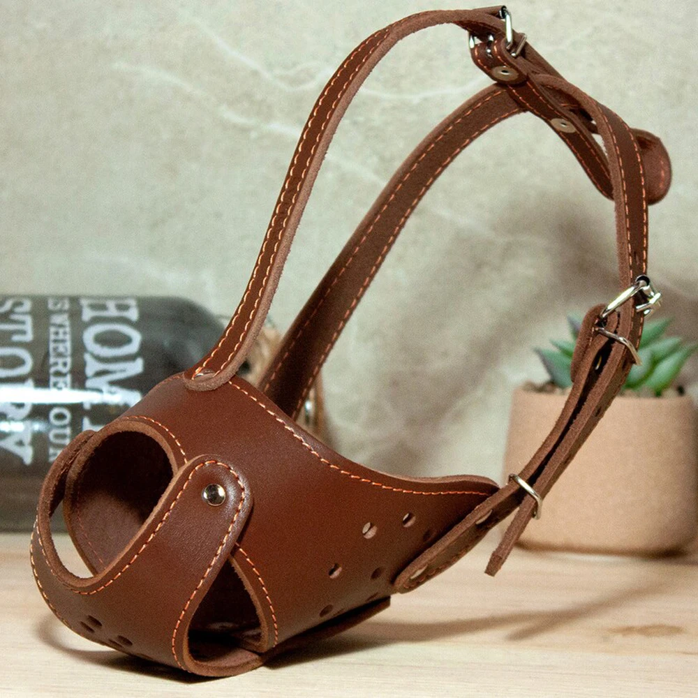 Durable Soft Adjustable Strong Anti-biting Leather Dog Muzzle Dog Mouth Guard Muzzle For Dogs