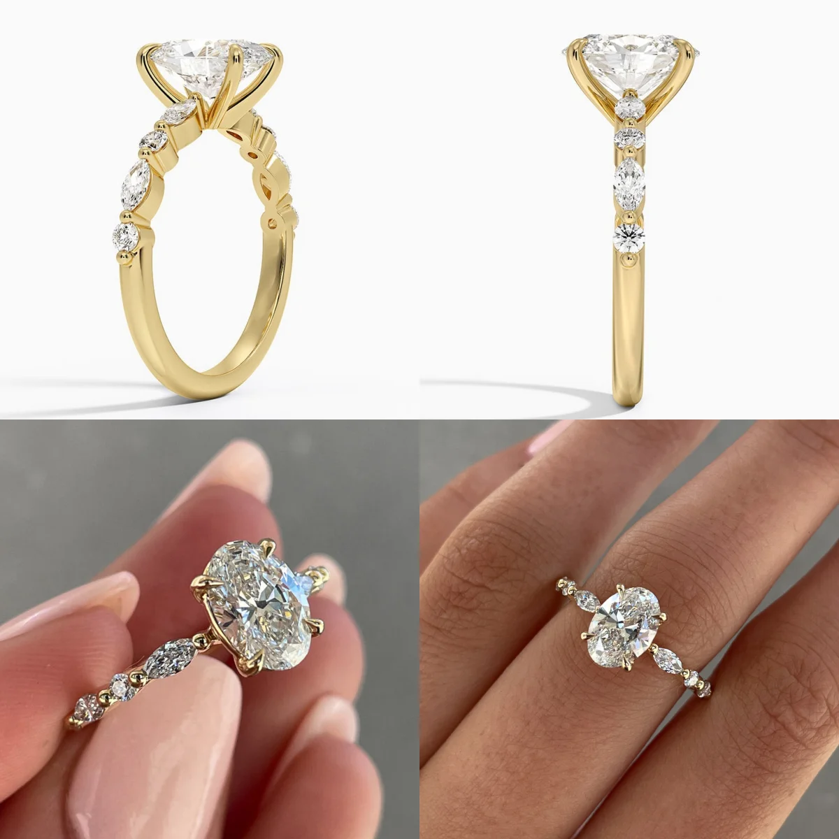 Custom Gia Igi Certified Cvd Lab Grown Created Diamond Solid Gold Oval Cut Engagement Ring 1 2 3 Ct Carat  2ct Jewelry For Women